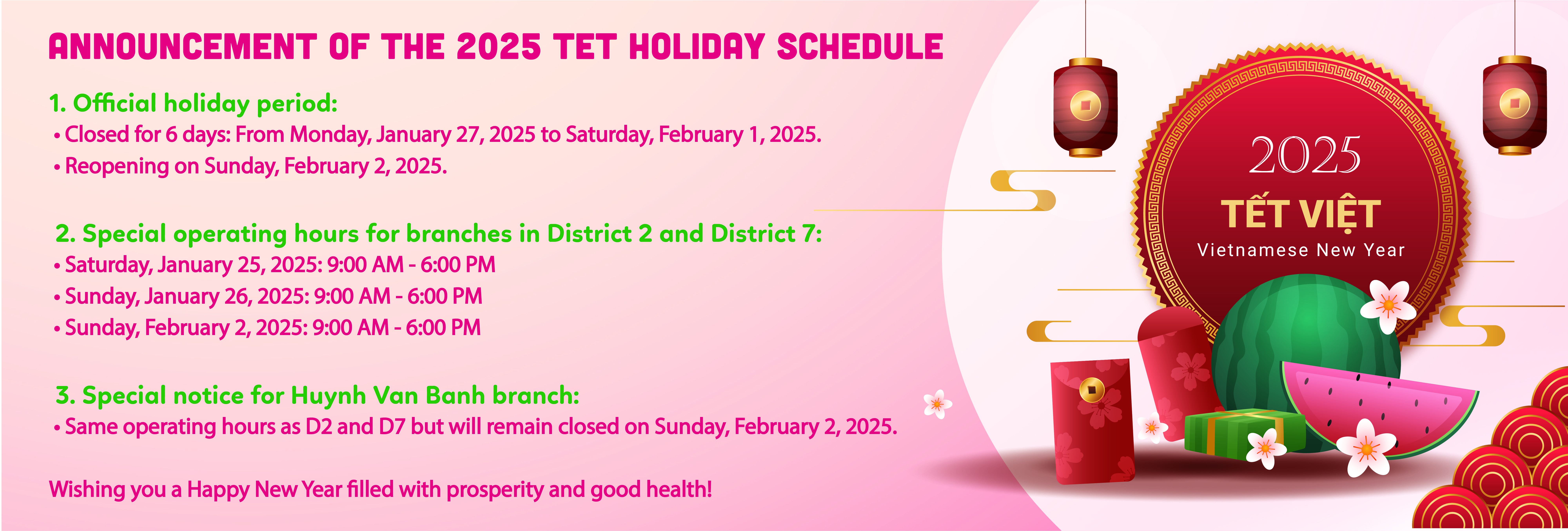 Thông báo nghỉ Tết 2025